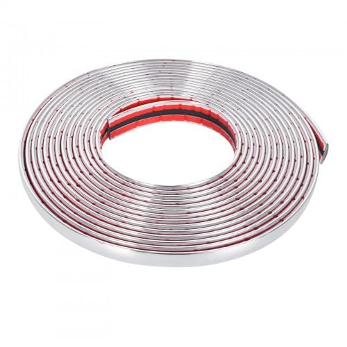 Chrome Molding Trim, Car Auto Truck Side Exterior Edge Lip Protect Sticker DIY Exterior Decoration for Bumper Door Guard Protection, Car Scratchproof (12mm x 5m)