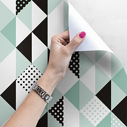 Papier peint intissé masquant imperfections triangles abstraits pour rénovation de meuble