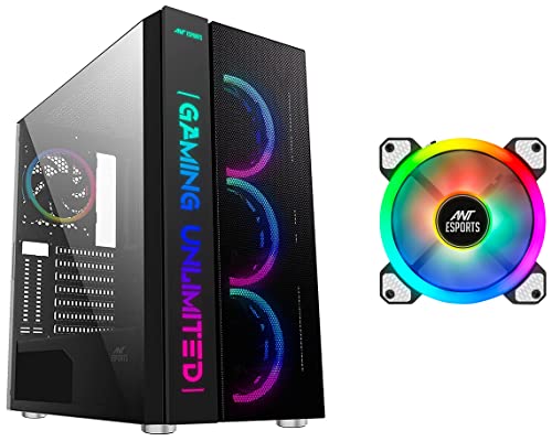 Image of Ant Esports ICE-511 MAX Mid Tower Mesh Computer Case I Gaming Cabinet Supports E-ATX, ATX, Micro-ATX, Mini-ITX MB & Ant Esports Superflow 120 Auto RGB V2 1200 RPM Case Fan /Cooler