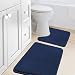 H.VERSAILTEX Original Memory Foam Bathroom Rug Set Contour Rug Combo (Set of 2) Soft Microfiber Non Slip Bath Mats U-Shaped Toilet Floor Mat, Non Slip Bath Rug Set (Navy, 20" x 32" Plus 20" x 20"U)