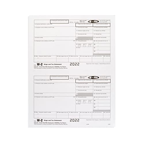 W2 Forms 2022, 6 Part Tax Forms, 50 Employee Kit Of Laser Forms, Compatible With Quickbooks And Accounting Software, 50 Self Seal Envelopes Included #TOP2