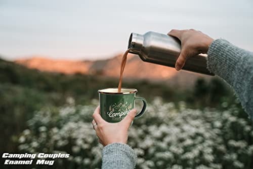 image for Roadmap Camping Gifts Camping Mugs Set of 2 Travel Holiday Enamel Coff
