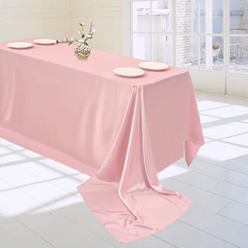 10 Packs Rectangle Tablecloth Satin Tablecloths Table Clothes For Rectangle Tables 57X108 Inch Bright Silk Tablecloth Smooth Fabric Tablecloth Table Decor For Wedding Table Decoration (Rose Gold) #TOP7