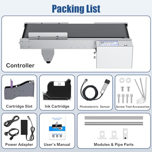 Image of JS350 Automatic Inkjet Coding Machine with Mini Conveyor Belt | 2-12.7mm Industrial Online Inkjet Printer for Expiry Dates, Batch Numbers, Barcodes, QR Codes, Logos & Labels etc.