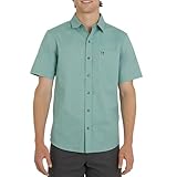 Quiksilver Men's Regular Fit Premium Cotton Woven Short Sleeve Button Up Casual Shirt, Jade Grey, X-Large