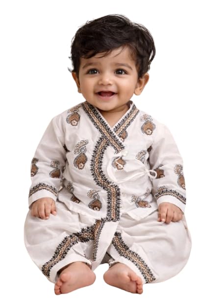 Baby Boys & Baby Girls Dhoti Kurta Set | Cotton Blend Printed Ethnic Wear for Kids | Traditional Festive Outfit for Janmashtami, Wedding, Party & Cultural Functions