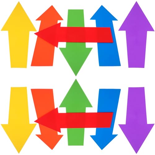 Douaowoc 12 Pack Colorful Arrow Spot Marker, 15 Inch Non-Slip Directional Arrow Floor Marker Safe Road Instructions Markers for Training Agility, Activity, Gym, Sport, Home (6 Colors)