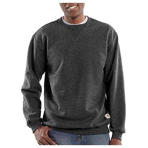 Carhartt, Hombre, Sudadera Con Cuello Redondo, Tejido De Grosor Medio, Ajuste Holgado, Gris carbón jaspeado, M