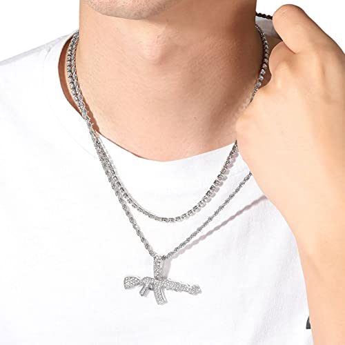 LINXING Collier Strass,Mode Argent Couleur Chaîne Ak47 Pendentif Hip-Hop Collier | Accessoires de Bijoux créatifs pour Femmes Hommes Cover
