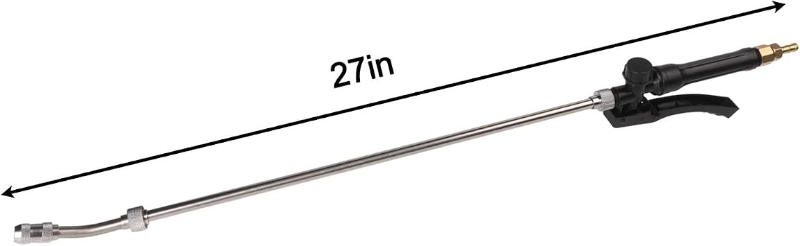 All Metal Replacement Sprayer Wand Stainless Steel Pump Sprayer Wand 29 Inch Extension With Adjustable Nozzle Lockable Handle Brass Barbs For Garden Pressure Washer(1set)
