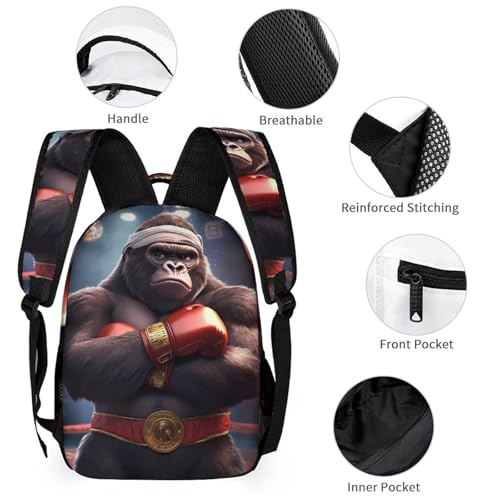 Gorillas Boxing Champion Cute Backpacks Set Lightweight Lunch Bag Aesthetic Pencil Cases for Travel Work3