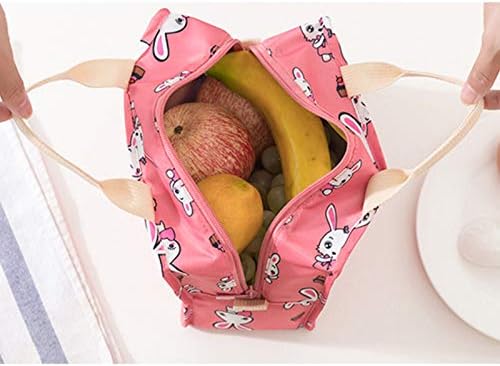 SA Products Large Lunch Bag - Meal Storage Tote for Work, Office, School, Camping - Durable Canvas Fabric & Aluminium Foil for Insulation - Insulated Container for Hot/Cold Food - Light Blue Flamingo