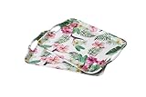 Blue Boat 16.5' x 11.5' Rectangular Melamine Serving Tray Set of 2 Blossom, Light Weight Easy to Clean Sturdy Stackable Serving Tray with Handle, Fruit, Snacks, and Desserts Trays, TV Trays