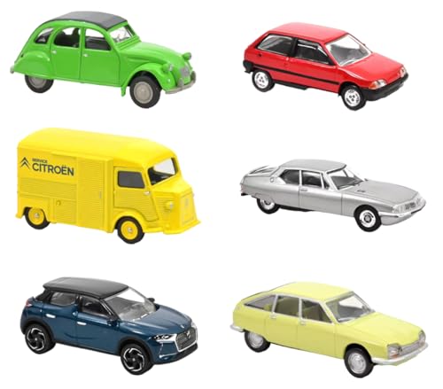 OPO 10 - Lot de 6 Voitures Miniatures Compatible avec Citroën 2CV, SM, AX, GS, Type H, DS3 échelle 1:64 3 inches 7,5cm Norev - L3IN2