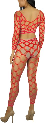 Image of ToBeInStyle Women's Spandex Multi Net Fishnet Set Rave Novelty Party Crop Top & Tights