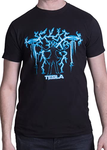 Nikola Tesla, Mad Scientist | Unisex Science Engineering Geek Humor T-Shirt (Adult, Large) Black
