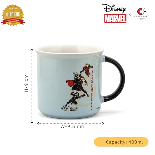 Image of Clay Craft - Official Compatible with Marvel Captain America Printed Mug | Premium Ceramic Coffee /Milk Mug, 400 ml | Superhero Gift for Kids & Adults | Microwave & Dishwasher Safe