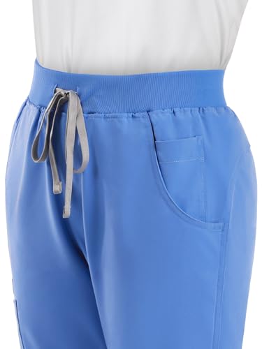Image of Scrub Pants for Women - Straight Leg Medical Scrub Pants with 6 Pockets - Drawstring Soft Stretch Women Scrub Pant