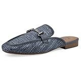 WHITE MOUNTAIN Women's Bobbin Open-Back Slip-On Loafer, Blue/Smooth, 7 M