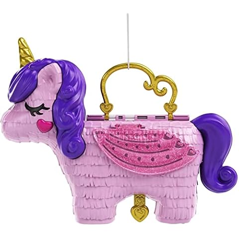 Polly Pocket Unicorn Party Large Compact Playset with Micro Polly & Lila Dolls 25+ Surprises to Discover & Fun Princess Party Play Areas Bouncy House, Castle, Swings, Water Floatie & More; Ages 4 & Up Cover