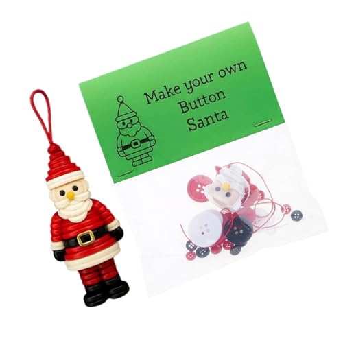 Whoasyst All Included Christmas Button Art Set Precuts Designs Ribbon Supplies for Handmade Tree Wreath Gift Decorations Button Decorations for Christmas