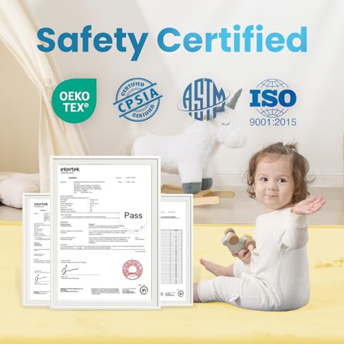Image of 1.3 inch Thick Baby Play Mat for Floor, 28x72 Foam Tummy Time Mat, Padded Support Soft Plush Bedside Rugs for Infant Kids Toddler Crawling Kick Activity (Vanilla)