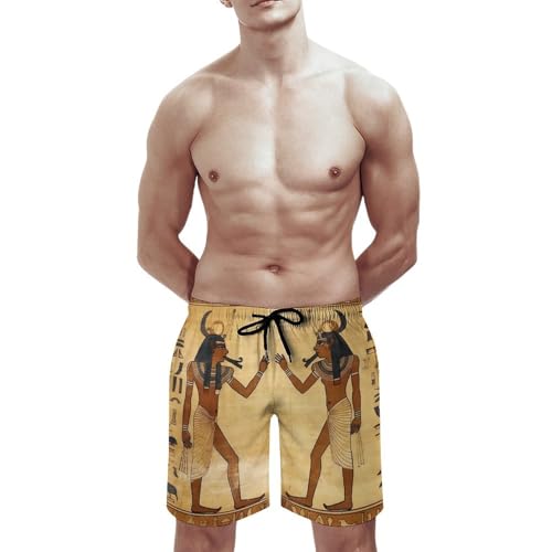 Men's Ancient Egyptian Swim Trunks, Quick-Dry Beach Shorts, Bathing Suit with Mesh Lining and Pocket2