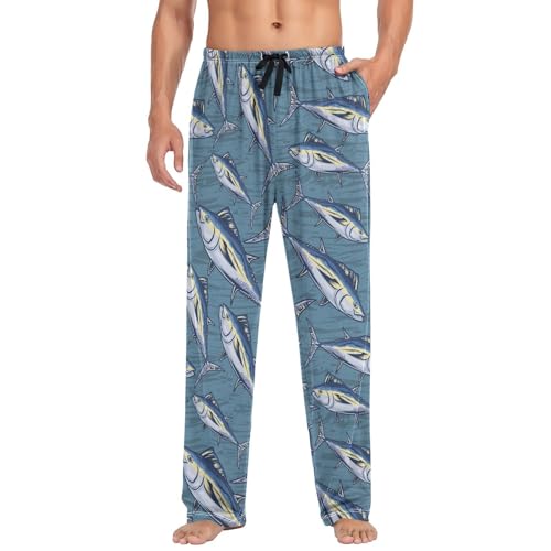Men's Pajama Pants Super Soft Marine Tuna Fish Sleep Lounge Pants Pjs Bottoms with Pockets4
