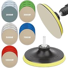 20 PCS Water Grit Sandpaper 2000/3000/5000/7000/10000 with one 5-inch Backing Pad Set, Wet Dry Electric Hook &Loop Sanding Disc Pad, Grinding Abrasive Paper and Orbital Sander Polisher