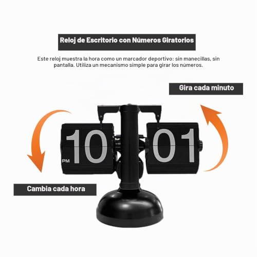 Reloj de sobremesa retro mecánico mudo con solapas negras de alta calidad 3