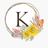Monogram K Boho Sunflower Feathers Sticker Bumper Sticker Vinyl Decal 5