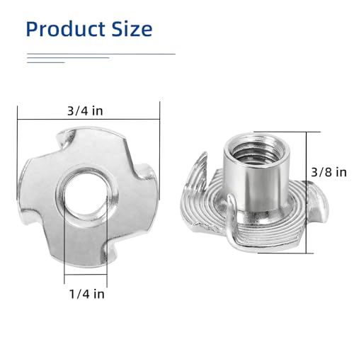 Bykonh 306.1420P25 1/4"-20 T-Nuts, 304 Stainless Steel 4 Pronged Tee Nuts thumb #1