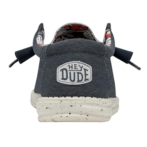 Image of HEYDUDE Men's Wally Canvas Stretch Slip On Shoe, Blue Size 10 | Lightweight Casual Loafer | Elastic Laces & Removable Foam Insole