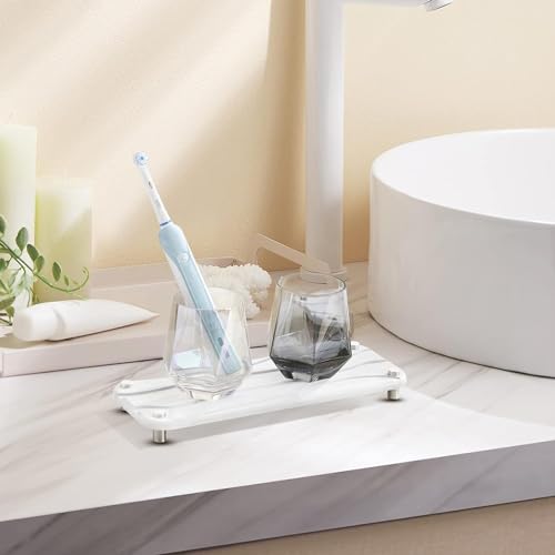 Acidea Quick Drying Stone Sink Tray, Instant Dry Sink Organizer Bathroom, Water Absorbing Stone Tray for Sink, Fast Drying Diatomaceaous Earth Sink Caddy for Kitchen Bathroom Counter, 11x4.3in, White - Image 5