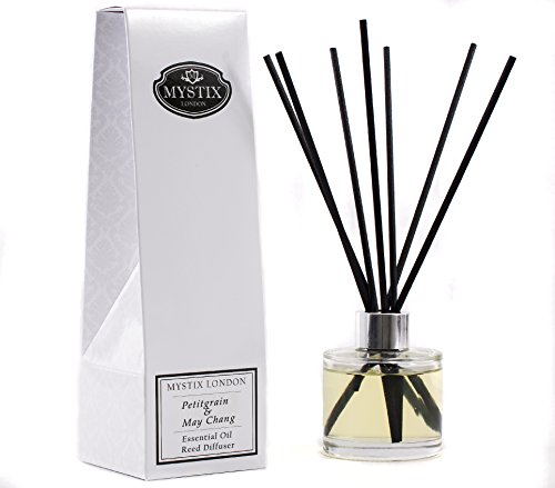 Mystix London Essential Oil Reed Diffuser | Petitgrain & May Chang Scent | Long-Lasting Natural Aromatherapy for Home & Office | Safe & Easy-to-Use | 200ml Bottle