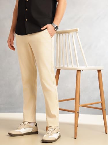 Image of Thomas Scott Men's | Straight Fit | Mid-Rise | Solid | 4 Pockets | Woven | Chinos Trouser