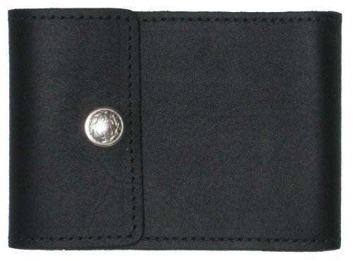 Black Leather Checkbook Cover for End-Stub Wallet Checks