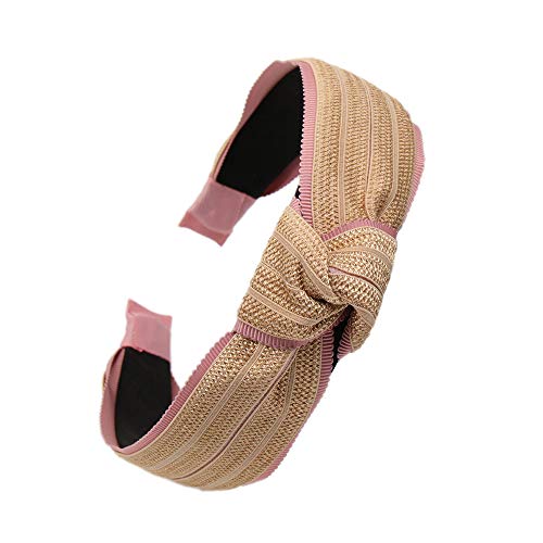 Straw Headbands for Women Fashion Hair Accessories Twist Knot Wide Hand Knitted Statement Summer Retro Grace Elegant Wide Hairbands
