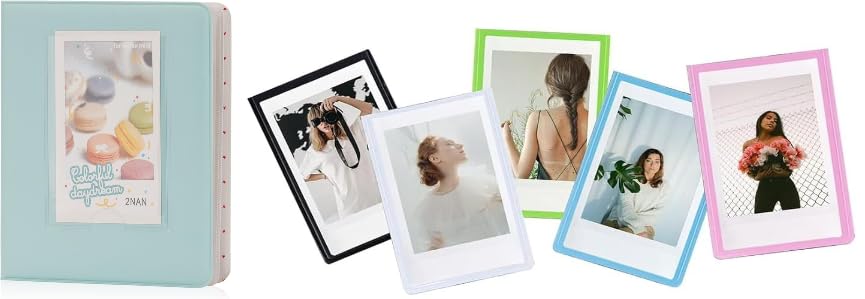 Image of ZENKO 64-Pocket Album + 5 Magnetic Frames fits Fujifilm Instax Fim Roll Mini (12, 11, 9, 8, 40, Evo, Liplay), Mini Link Printer, Polaroid Snap Touch, PIC-300, Z2300 Mint Instant Cameras (Ice Blue)