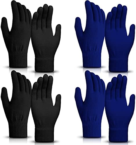 4 Pairs Magic Winter Gloves Unisex Gloves Knit Stretchy Mitten Bulk Full Fingers Warm Gloves for Men Women Sports