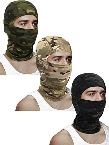 3 Pieces Balaclava UV Protection Face Mask Camo Summer Balaclava Motorcycle Camouflage Fishing Hunting Face Cover (Elegant Camouflage)
