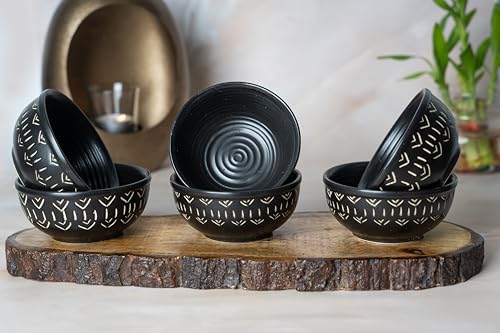 CHEENI MAATI Set of 6 Ceramic Black Matte Finish Bowls 180ml Capacity, 11cm x 11cm x 5cm, Microwave Safe - Stylish and Functional Dinnerware for Everyday Use Bowls (B0CLFJDSFY) Amazon Price History, Amazon Price Tracker