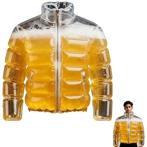 GDAONUDK Beer Jacket With Straw for Men Women Transparent Funny Beer Puffer Jacket Drunk Jackets for Parties & Carnival Celebrations