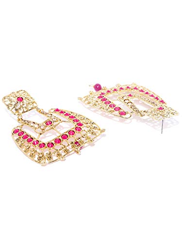 Gold-Plated Coloured Stone Drop Earrings for Women