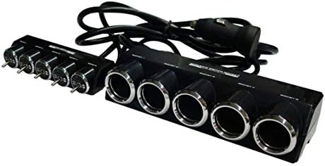 Japan KX-146 Auto Car ON/Off Seperate Toggle Switch 5WAY Blue LED Light Multi Socket 12V Cigar Jack Outlet, Total 9A (110W)