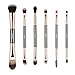 Double Ended Makeup Brushes, 6pcs Mutipurpose Cosmetic Brush Set For for Eyeshadow Blending Powder Foundation Buffer