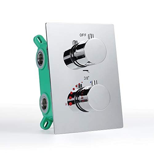 Unterputz Thermostat,Duschthermostat Brausethermostat,Chrom Duscharmatur Thermostat mit Temperatureinstellung und Durchflusseinstellung, Mischbatterie Dusche Thermostat