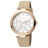  Esprit ES1L213L0025 Florine Cream Rosegold Uhr Damen-Uhr Leder-Armband Datum