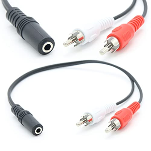 Cable adaptador Jack 3.5mm hembra a 2 RCA macho 25 cm miniatura 3