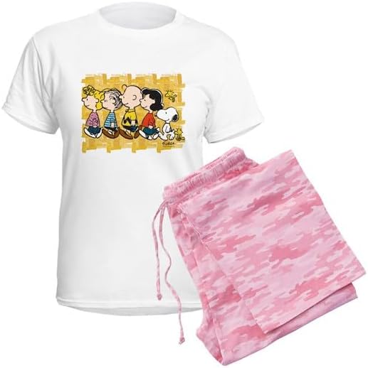 CafePress Custom Personalized Peanuts Walking Personalized Dark Women's Pajama S Women's Novelty Cotton Pajama Set, Comfortable PJ Sleepwear